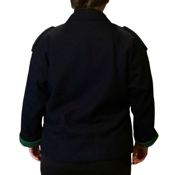 Vintage Unique Navy Blue Wool Peacoat, Utex Nautical Epaulet Double Breasted, XL - Picture 4 of 16